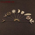 HUISHI Vintage Brooch Men Women Jewelry Accessories Gold Slivery Vintage Shape Suit Brooch Pin For Wedding Fashion Jewelry Retro