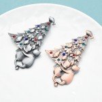 Wuli&baby Vintage Christmas Tree Brooch Couple Cats For Lover Women and Girl Jewelry Gift Brooch Pins 2021 Fashion Accesory