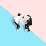 2pcs Famous Movie Enamel Pins Custom Black White Movie Role Brooches Bag Clothes Lapel Pin Badge Jewelry Gift For Fans Friends