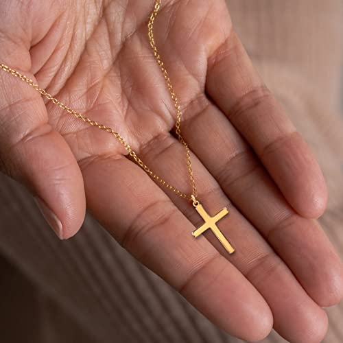 Moodear Cross Necklace for Women - Dainty 14K Gold Plated Cross Pendant Simple Necklaces Jewelry Gift
