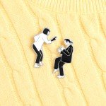 2pcs Famous Movie Enamel Pins Custom Black White Movie Role Brooches Bag Clothes Lapel Pin Badge Jewelry Gift For Fans Friends
