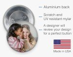 CUSTOM PINBACK BUTTONS any photos designs badge pins personalized 1.25 Or 2.25.