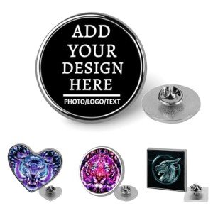 CASNUDOS Custom Pins Bulk Personalized Design Your Own Photo Logo Text Pins Buttons Aluminum Alloy Material Lapel Pin Suitable for Shirt Jacket Business Wedding (Round)