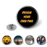 Keylfo Custom Pins Buttons 1/5/50 Bulk Design Your Picture Text Personalized Hat Pins Lapel Pins for Men Women Wedding Party (Round)