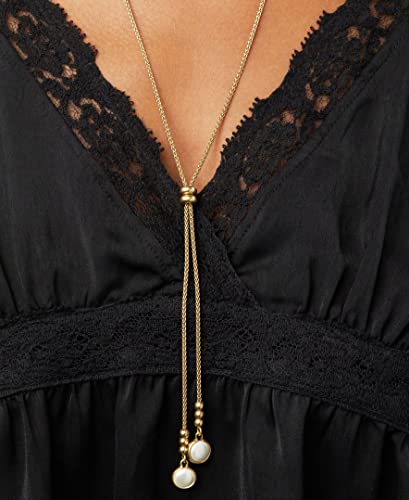 Lucky Brand Pearl Lariat Necklace, Gold, One Size