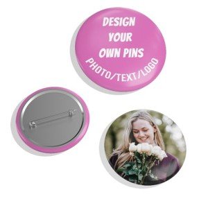 Custom Pins, Custom Button, Personalized Metal Badges with Photo/Text/Logo, Button Pins for Backpacks, Weddings, Parties, Conferences, Ties, Hats, Bags, Personalized Pins for Corporate Events, Gifts