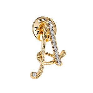 Initial Letter Brooch Pin Small Lapel Pin Tie Tack Name Personalized Gifts for Women Men Gold A