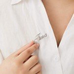 Personalized Custom Name Brooch Pin Customized Collar Jewelry Steamer Needle 3 Colors With Nameplate Brooches for Women(Silver)
