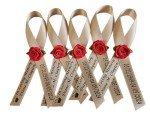 20 Personalized Memorial Service Ribbon Pins for Funeral Celebration of Life Name & Dates - Custom Made Assembled Awareness