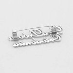 Personalized Initial 2 Name Brooches Pin Custom Alphabet Monogram Lapel Pin Women Badge Banquet Accessories (Silver)