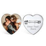 Custom4U Customized Photo Brooch Pin Heart Picture Pins Personalized Wedding Bouquet Charm Memorial Boutonniere Pin Memorial Gift for Women Men