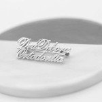 Personalized Initial 2 Name Brooches Pin Custom Alphabet Monogram Lapel Pin Women Badge Banquet Accessories (Silver)