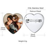 Custom4U Customized Photo Brooch Pin Heart Picture Pins Personalized Wedding Bouquet Charm Memorial Boutonniere Pin Memorial Gift for Women Men
