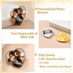 Custom4U Customized Photo Brooch Pin Heart Picture Pins Personalized Wedding Bouquet Charm Memorial Boutonniere Pin Memorial Gift for Women Men