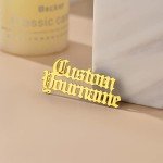 Custom4U Custom 2 Name Lapel Pins Gold Plated Layered Brooch Pin Customized for Women