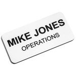 Providence Engraving Badges- Durable Personalized Acrylic Name Tag with 3 Lines of Custom Text and Pin Backing, 1.5" x 3"