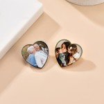 Custom4U Customized Photo Brooch Pin Heart Picture Pins Personalized Wedding Bouquet Charm Memorial Boutonniere Pin Memorial Gift for Women Men