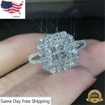 Gorgeous 925 Silver Plated Rings Women Jewelry White Glass Ring 6-10 Simulated
