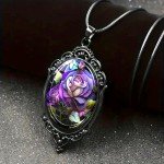 Vintage Purple Rose Necklace Gothic Pendant Fashion Jewelry Women Men Gift New