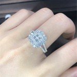 Gorgeous 925 Silver Plated Rings Women Jewelry White Glass Ring 6-10 Simulated