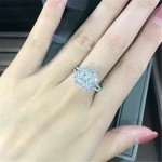 Gorgeous 925 Silver Plated Rings Women Jewelry White Glass Ring 6-10 Simulated
