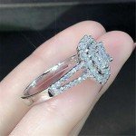 Gorgeous 925 Silver Plated Rings Women Jewelry White Glass Ring 6-10 Simulated