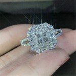 Gorgeous 925 Silver Plated Rings Women Jewelry White Glass Ring 6-10 Simulated