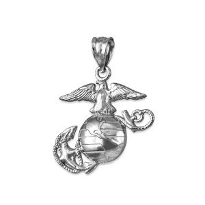 Gold US Marine Corps USMC Charm Pendant (2 sizes) - Military Jewelry