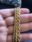 Mens 14K Gold Plated Real Solid 925 Silver Rope Chain MADE IN ITALY 20-30" 3-5mm