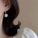 Fashion Shiny Rhinestone Snowflake Shaped Pendant Earrings Jewelry Women Gift