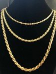 Mens 14K Gold Plated Real Solid 925 Silver Rope Chain MADE IN ITALY 20-30" 3-5mm