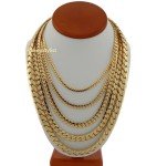 Mens Miami Cuban link Chain Necklace Bracelet 14K Gold Plated