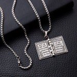 Vintage Silver Cross Bible Book Pendant Necklace Unique Jewelry For Men Women