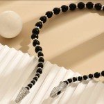 Necklace Jewelry Adjustable Snake Beaded Collar Bracelet Gothic Black/Silver