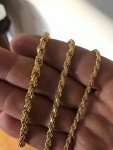 Mens 14K Gold Plated Real Solid 925 Silver Rope Chain MADE IN ITALY 20-30" 3-5mm