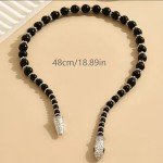 Necklace Jewelry Adjustable Snake Beaded Collar Bracelet Gothic Black/Silver