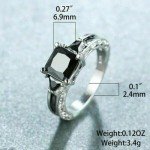 Women Silver Plated Rings Jewelry Black Sapphire Elegant Gift Sz 5-11 Simulated 