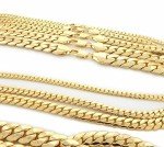 Mens Miami Cuban link Chain Necklace Bracelet 14K Gold Plated