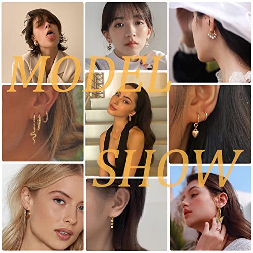 Gold Hoop Earrings Set - Hearts, Pearls, Hypoallergenic