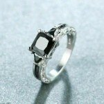 Women Silver Plated Rings Jewelry Black Sapphire Elegant Gift Sz 5-11 Simulated 