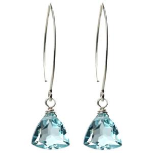 Aquamarine Blue Quartz Dangle Earrings - Sterling Silver