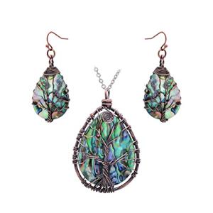 Abalone Shell Tree of Life Jewelry Set