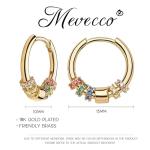 Gold Hoop Earrings with Rainbow Cubic Zirconia