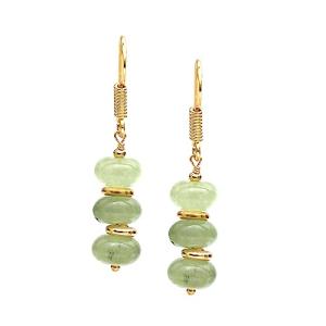Light Sage Green Prehnite Beaded Dangling Earrings
