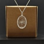 Dandelion Wish Real Flower Oval Pendant Necklace