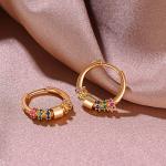 Gold Hoop Earrings with Rainbow Cubic Zirconia