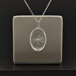 Dandelion Wish Real Flower Oval Pendant Necklace