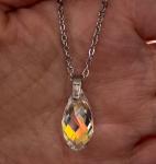 Silver Necklace with Austrian Crystal Teardrop Pendant