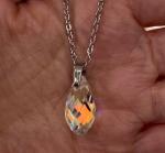 Silver Necklace with Austrian Crystal Teardrop Pendant