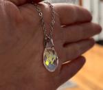 Silver Necklace with Austrian Crystal Teardrop Pendant